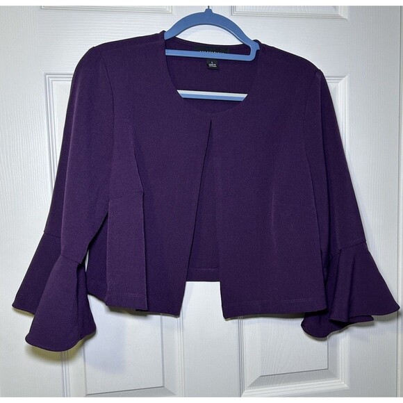 Perceptions Women’s Long Bell Sleeve Half Jacket Eggplant Size Large NWOT - Picture 1 of 7